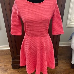 dee elle fit and flare dress - coral/pink size M